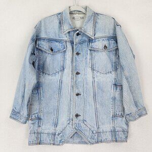 Jordache Jacket Mens Small Blue Vintage Denim Acid Wash 80s Y2K Jean Trucker